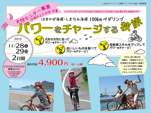 しまなみ海道の女子旅サイクリングツアーのパワーをチャージする秋旅（2015年）