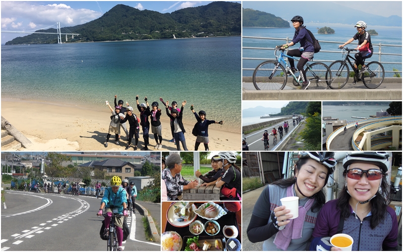しまなみ海道の初心者の女性限定ガイドツアー「シクロ女子旅2017」のとびしま海道サイクリングの様子