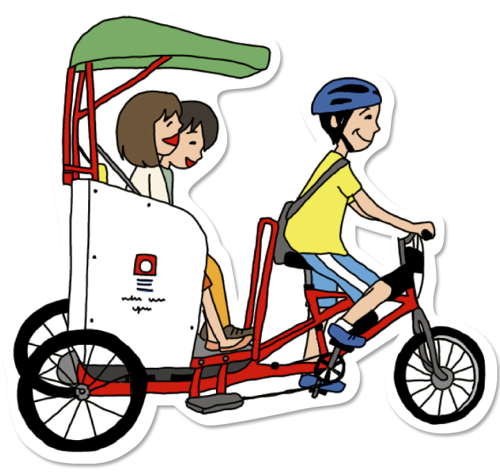 しまなみ海道、今治の自転車タクシー＜今治りんたく＞のイメージイラスト